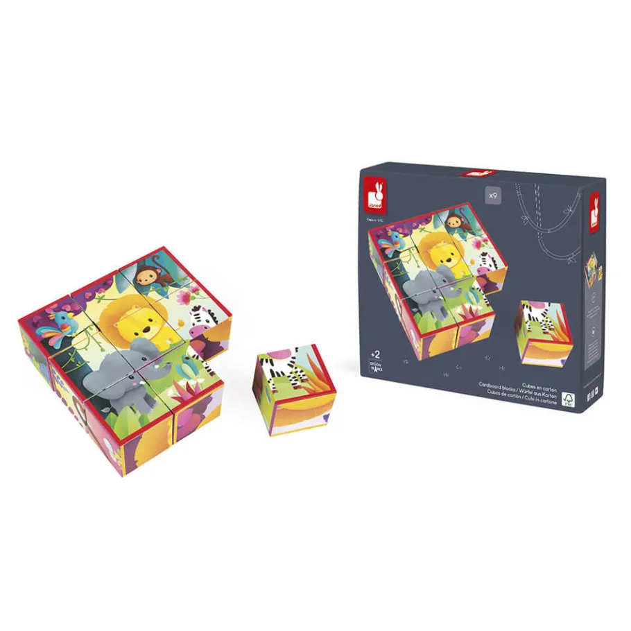 Janod Kubkid - animaux de la jungle - 9 cubes* Cubes & Pyramides