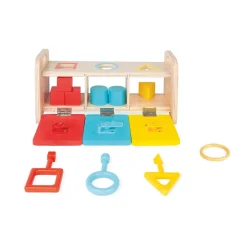 Janod La Boite à Clefs - Essentiel (bois)* Jeux Éducatifs Maternelle|Formes & Couleurs