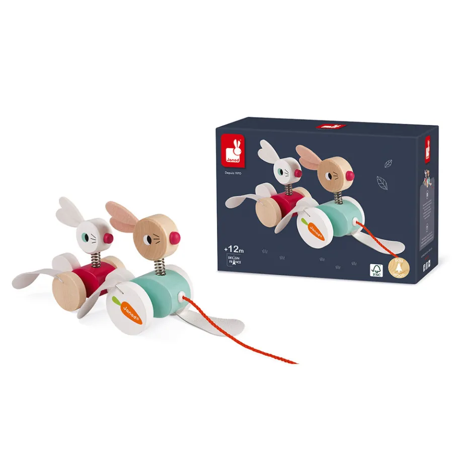 Janod Lapins à promener (bois)* Jouets À Promener & À Pousser