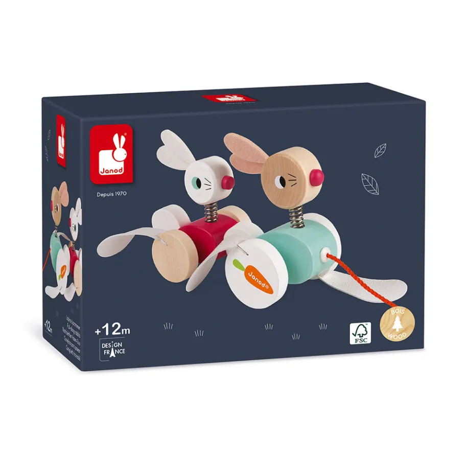 Janod Lapins à promener (bois)* Jouets À Promener & À Pousser