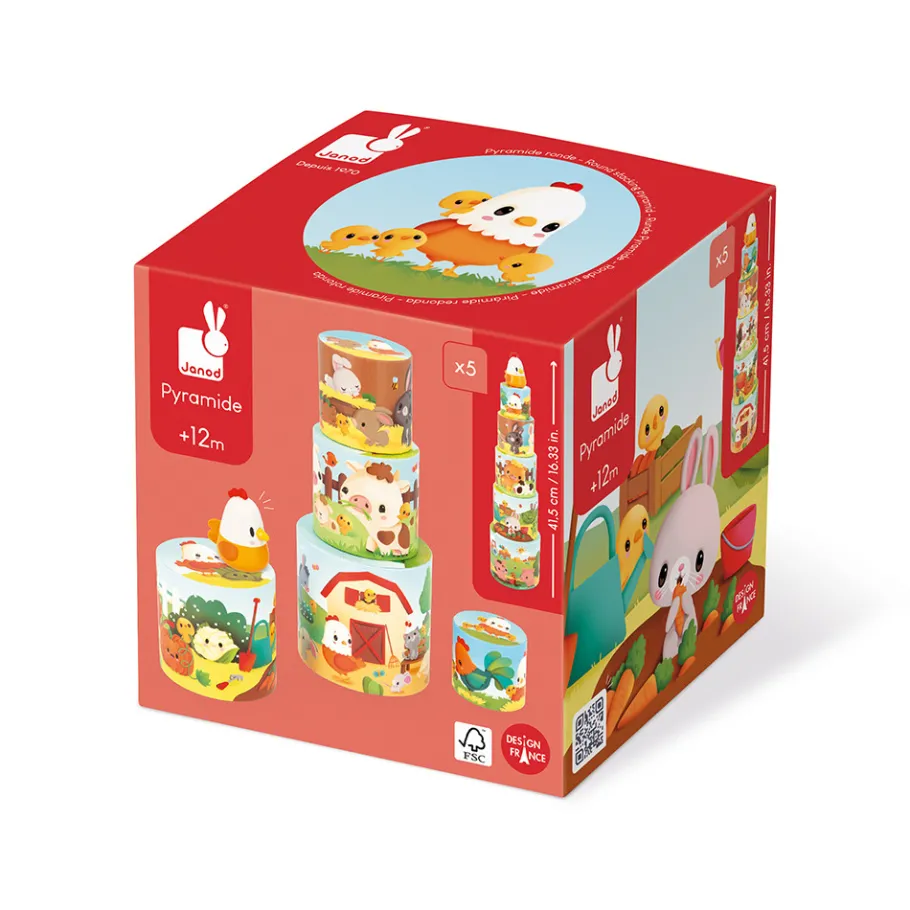 Janod Ma Première Pyramide Poule* Tracteurs & Animaux De La Ferme|Cubes & Pyramides