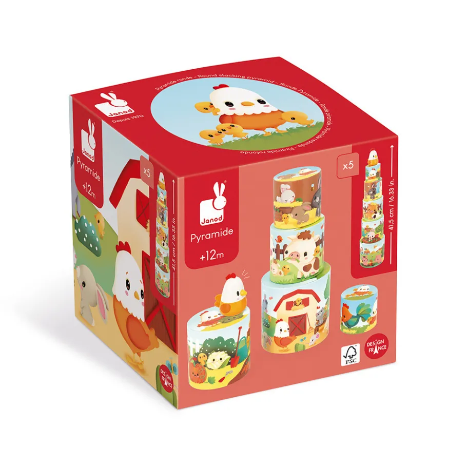 Janod Ma Première Pyramide Poule* Tracteurs & Animaux De La Ferme|Cubes & Pyramides