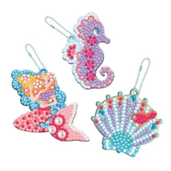 Janod Magic Ocean - 3 Porte-Clefs A Diamanter* Créations 3D|Sable, Paillettes, Dorure & Strass
