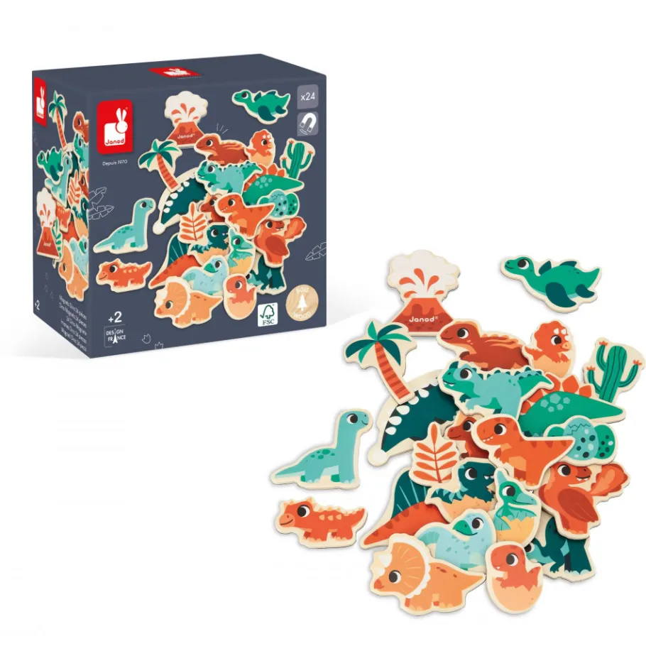 Janod Magnets Dino 24 pièces* Tableaux, Ardoises & Magnets|Jouets Magnétiques