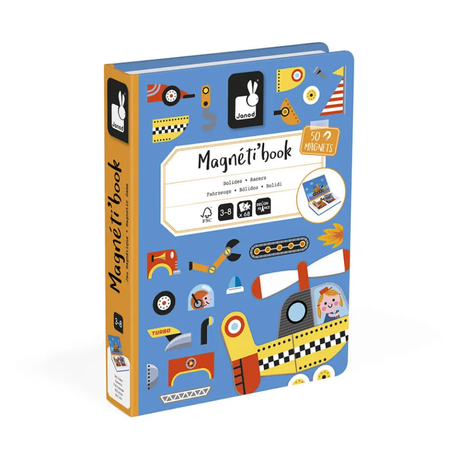 Janod Magnéti'book bolides, 50 magnets* Jeux Éducatifs Magnétiques