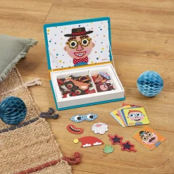 Janod Magnéti'book Crazy Faces garçon, 70 magnets* Jeux Éducatifs Magnétiques