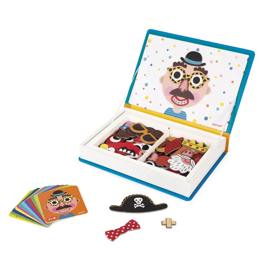Janod Magnéti'book Crazy Faces garçon, 70 magnets* Jeux Éducatifs Magnétiques