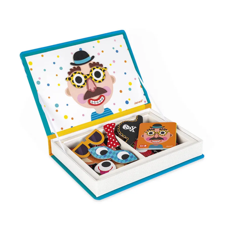 Janod Magnéti'book Crazy Faces garçon, 70 magnets* Jeux Éducatifs Magnétiques