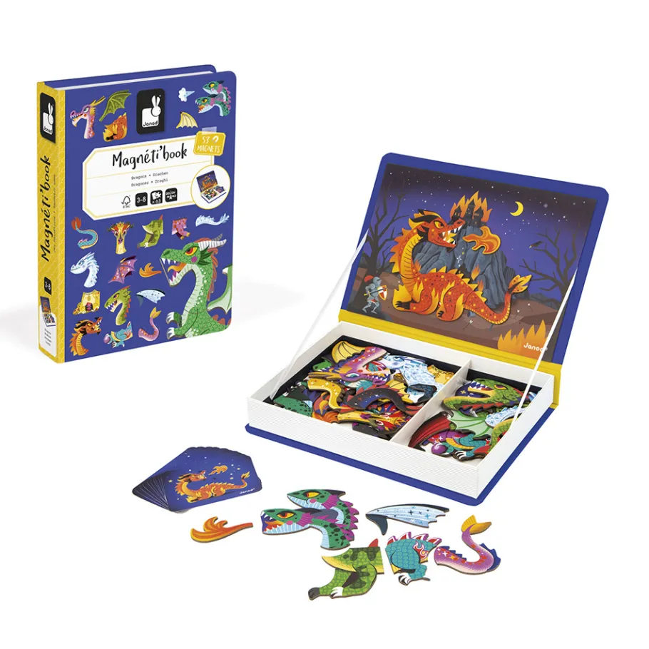 Janod Magnéti'book Dragons, 53 magnets* Jeux Éducatifs Magnétiques