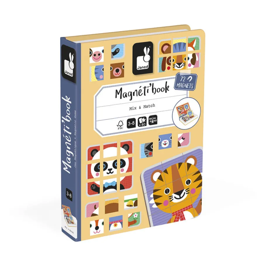 Janod Magnéti'book Mix & Match Animaux, 72 magnets* Jeux Éducatifs Magnétiques