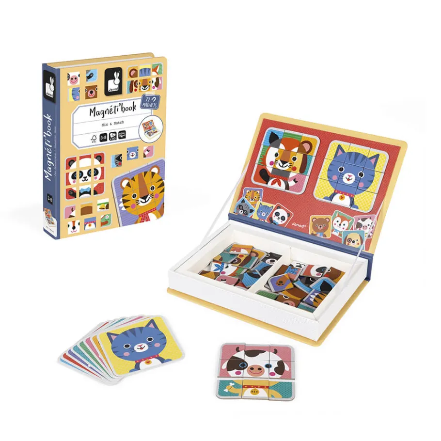 Janod Magnéti'book Mix & Match Animaux, 72 magnets* Jeux Éducatifs Magnétiques