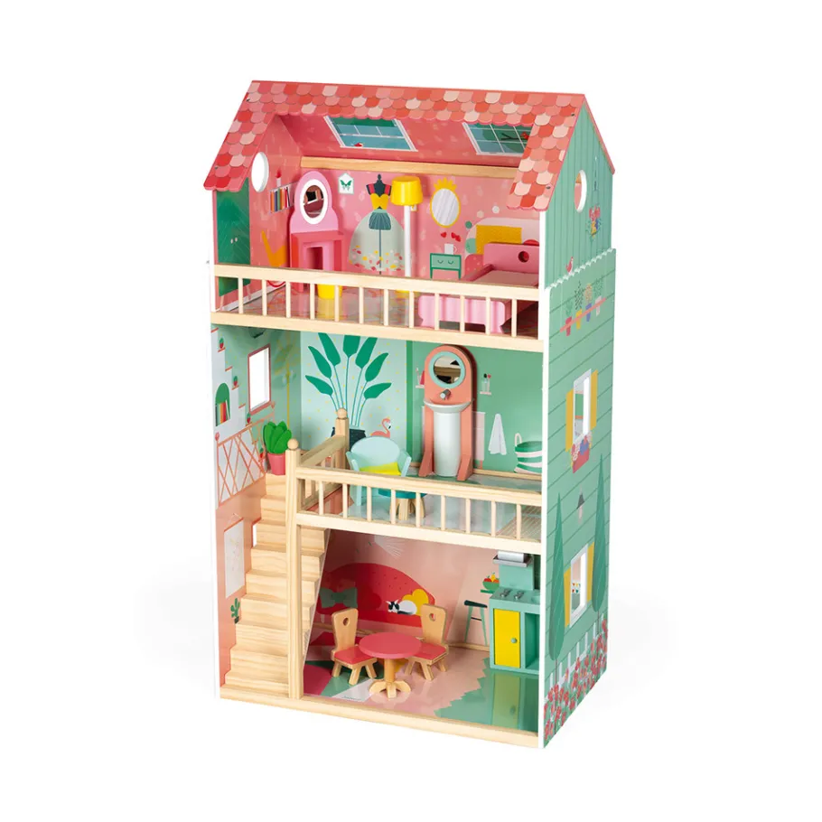 Janod Maison de poupées Happy Day (bois)* Maison De Poupées|Accessoires Poupons, Poupées & Ménage