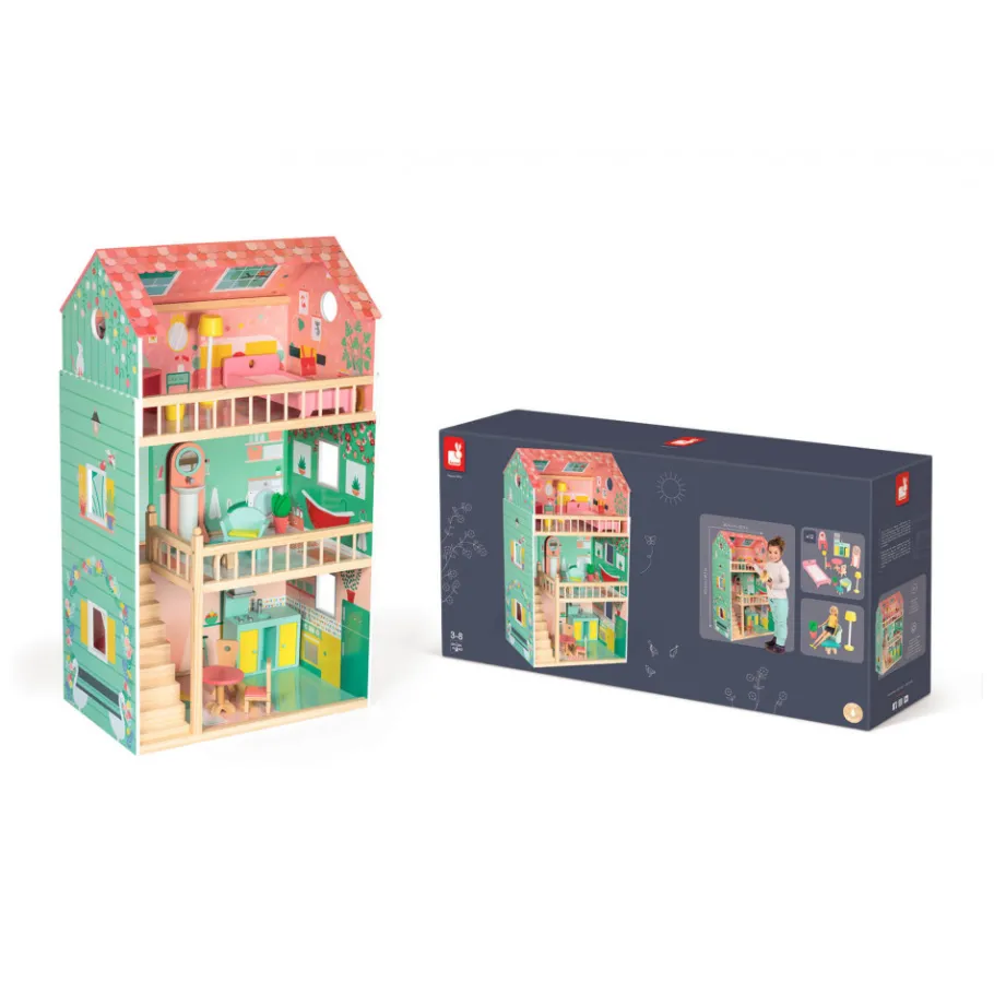 Janod Maison de poupées Happy Day (bois)* Maison De Poupées|Accessoires Poupons, Poupées & Ménage