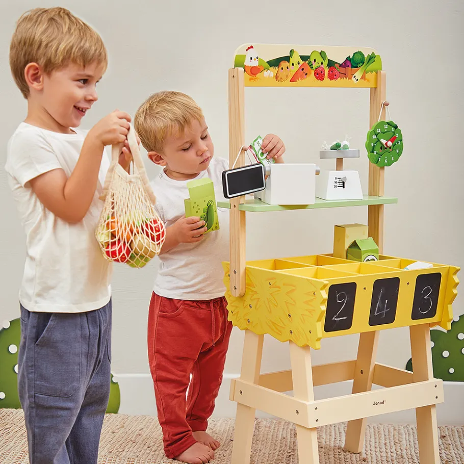 Janod Marchande Farm Market* Tracteurs & Animaux De La Ferme|Cuisines, Dinettes & Marchandes