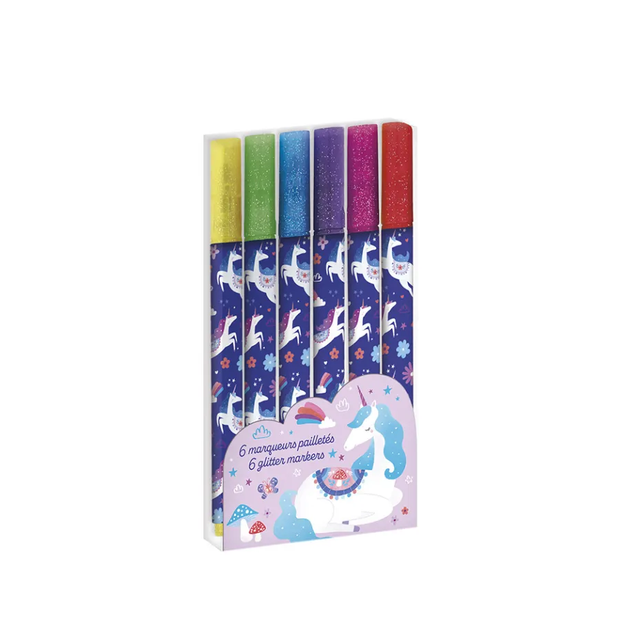 Janod Marqueurs pailletés Dreamland x6* Peinture Par Numéro & Coloriage|Tampons & Papeterie