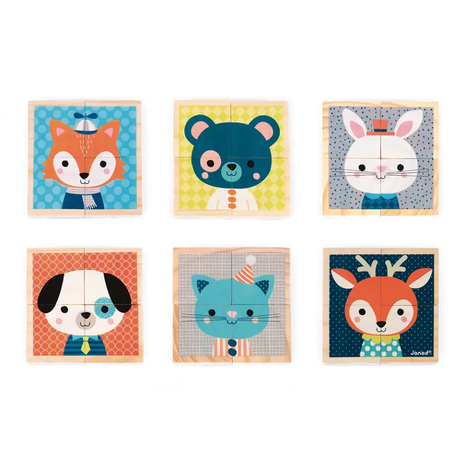 Janod Mes Premiers Cubes - Portraits de la Forêt (bois)* Cubes & Pyramides