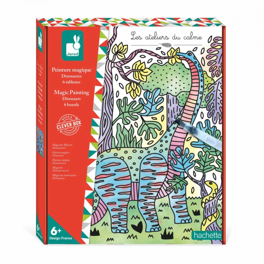 Janod Peinture Magique Dinosaures* Peinture Par Numéro & Coloriage|Collection "Les Ateliers Du Calme"