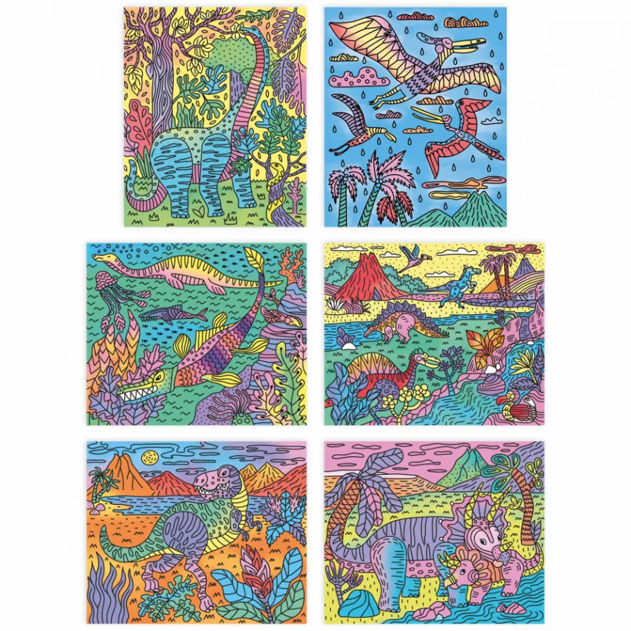 Janod Peinture Magique Dinosaures* Peinture Par Numéro & Coloriage|Collection "Les Ateliers Du Calme"