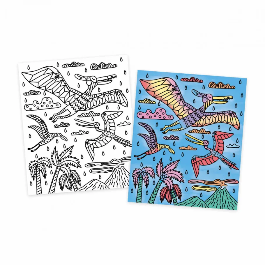 Janod Peinture Magique Dinosaures* Peinture Par Numéro & Coloriage|Collection "Les Ateliers Du Calme"