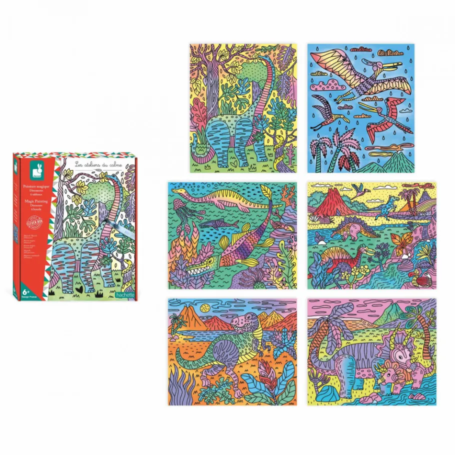 Janod Peinture Magique Dinosaures* Peinture Par Numéro & Coloriage|Collection "Les Ateliers Du Calme"