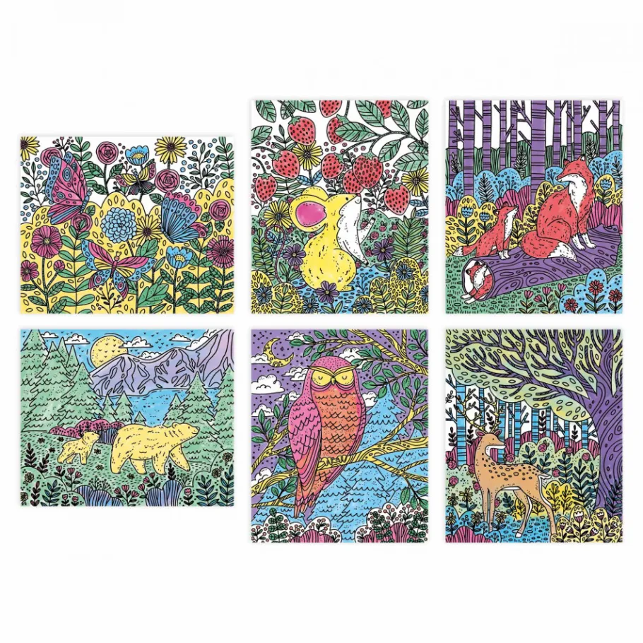 Janod Peinture Magique Forêt* Peinture Par Numéro & Coloriage|Collection "Les Ateliers Du Calme"