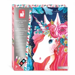 Janod Peinture Nacrée et 3D Licorne* Peinture Par Numéro & Coloriage|Collection "Les Ateliers Du Calme"