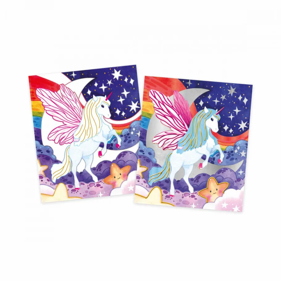 Janod Peinture Nacrée et 3D Licorne* Peinture Par Numéro & Coloriage|Collection "Les Ateliers Du Calme"