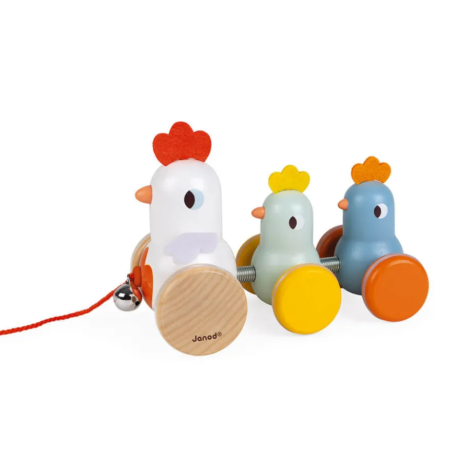 Janod Poule et Poussins à promener* Jouets À Promener & À Pousser