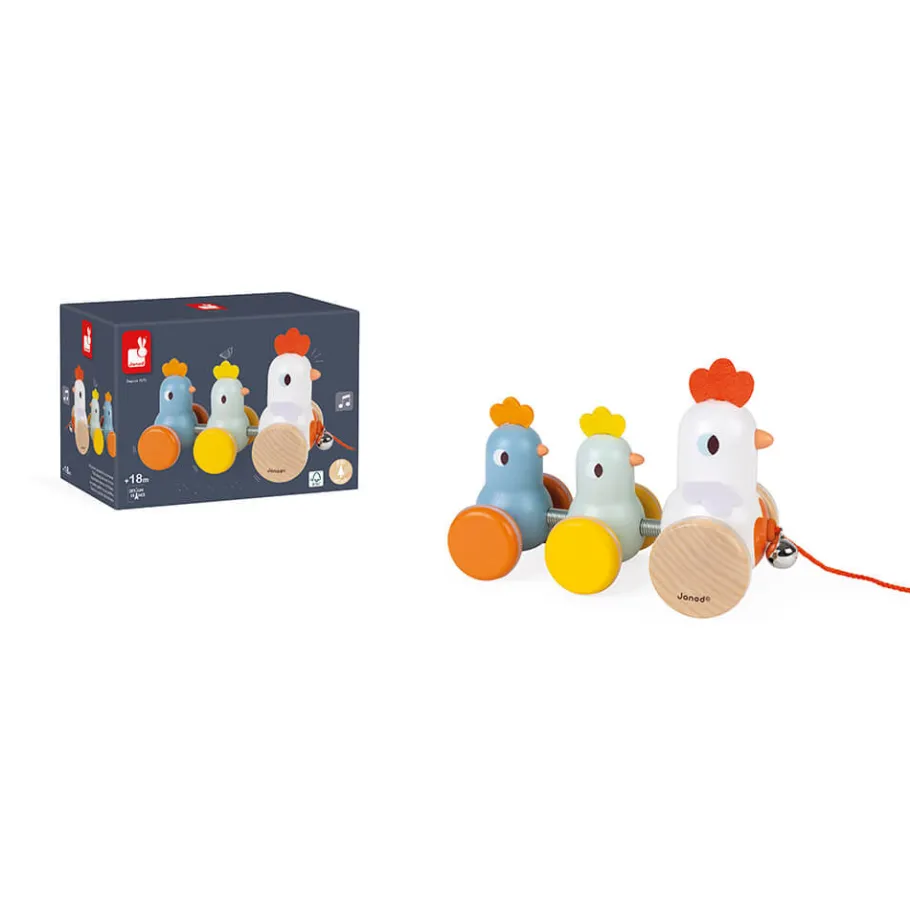 Janod Poule et Poussins à promener* Jouets À Promener & À Pousser