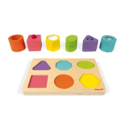 Janod Puzzle 6 cubes sensoriels I wood (bois)* Puzzles En Bois Premier Âge|Formes & Couleurs