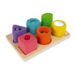 Janod Puzzle 6 cubes sensoriels I wood (bois)* Puzzles En Bois Premier Âge|Formes & Couleurs