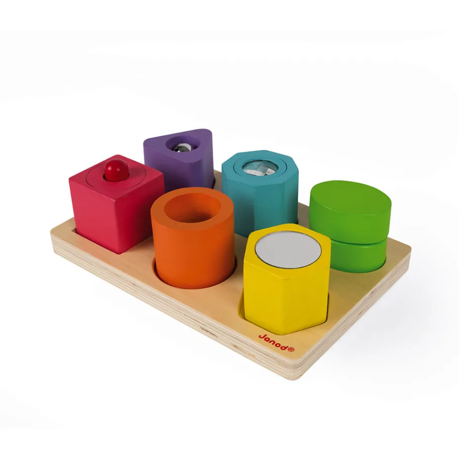 Janod Puzzle 6 cubes sensoriels I wood (bois)* Puzzles En Bois Premier Âge|Formes & Couleurs