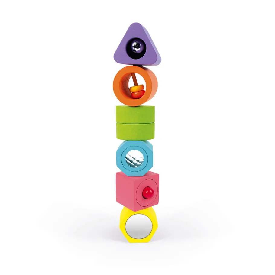 Janod Puzzle 6 cubes sensoriels I wood (bois)* Puzzles En Bois Premier Âge|Formes & Couleurs