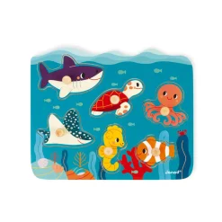 Janod Puzzle à Tenons en Bois Animaux marins - Partenariat WWF®* Puzzles En Bois Premier Âge|Puzzles En Bois Premier Âge