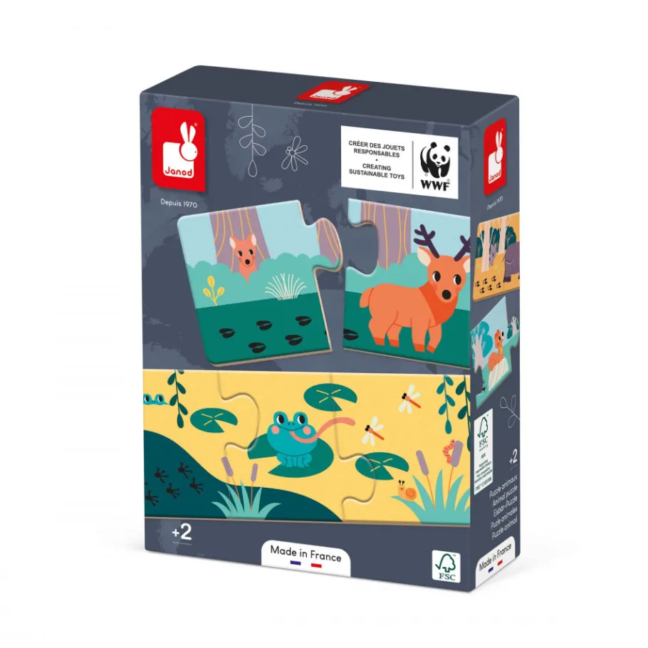 Janod Puzzle Animaux Les Empreintes - Partenariat WWF®* Jeux Éducatifs Maternelle|Jeux Éducatifs Science & Géographie