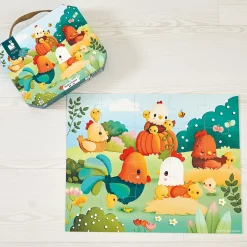 Janod Puzzle Bienvenue à la Basse-cour 20 pièces* Tracteurs & Animaux De La Ferme|Puzzles Fabriqués En France