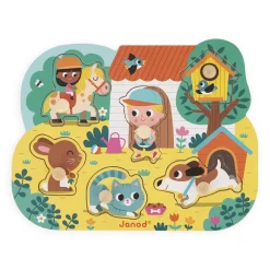 Janod Puzzle Campagne 6 pièces* Tracteurs & Animaux De La Ferme|Puzzles En Bois Premier Âge