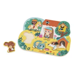 Janod Puzzle Campagne 6 pièces* Tracteurs & Animaux De La Ferme|Puzzles En Bois Premier Âge