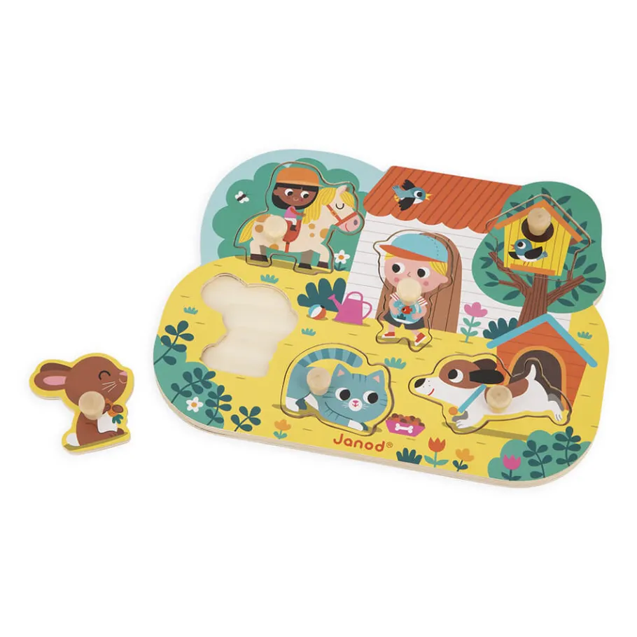 Janod Puzzle Campagne 6 pièces* Tracteurs & Animaux De La Ferme|Puzzles En Bois Premier Âge