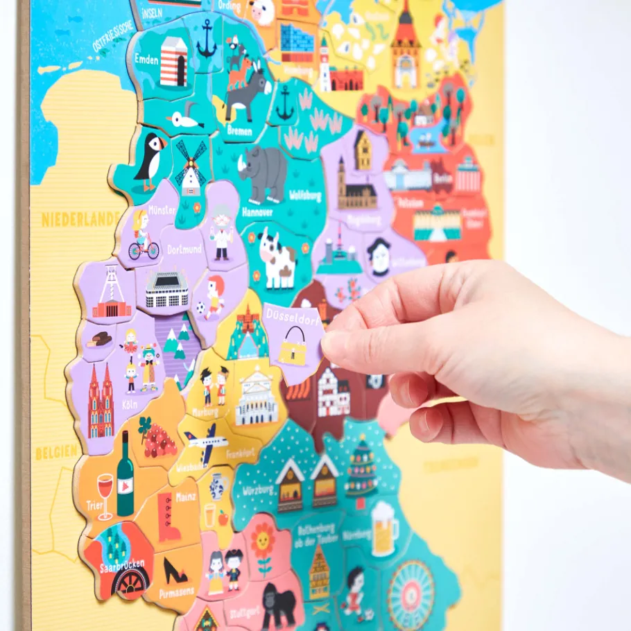 Janod Puzzle Carte d'Allemagne Magnétique (bois)* Jeux Éducatifs Primaire|Jeux Éducatifs Science & Géographie