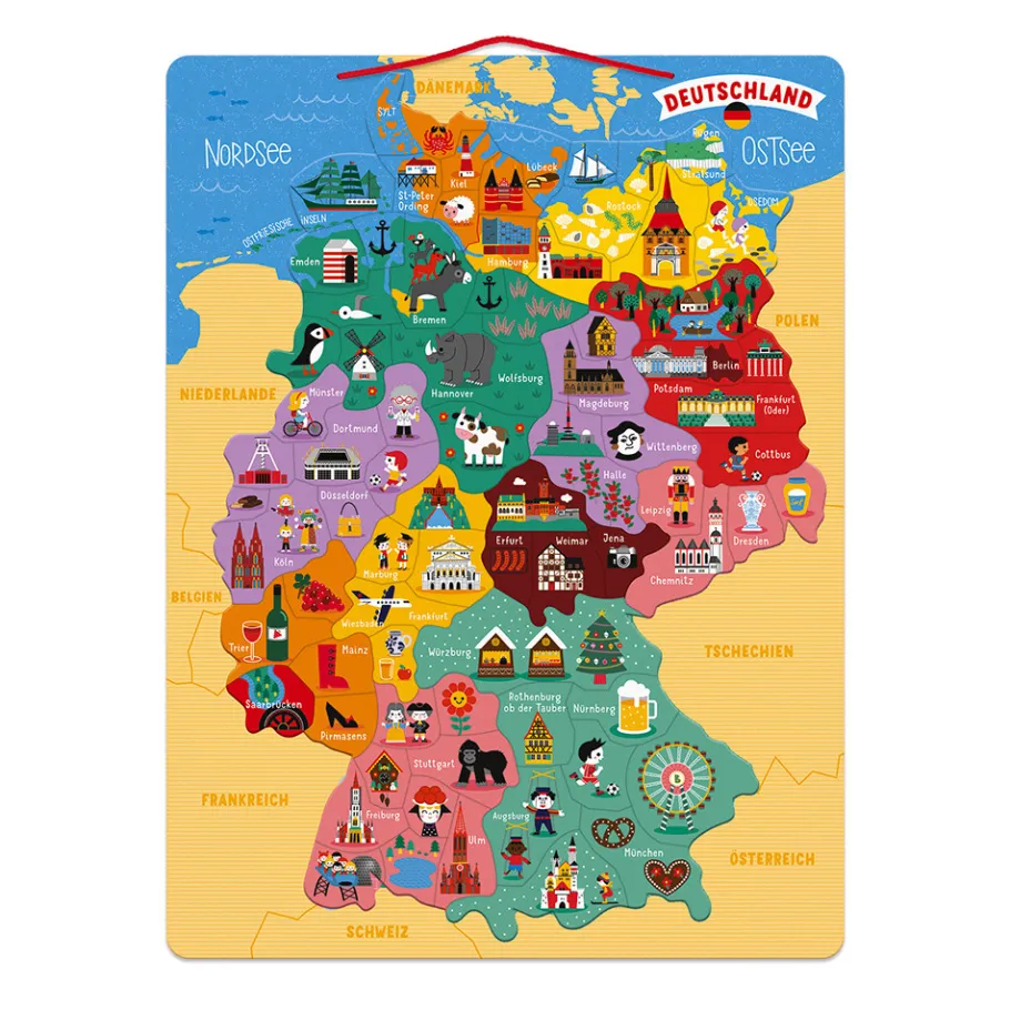 Janod Puzzle Carte d'Allemagne Magnétique (bois)* Jeux Éducatifs Primaire|Jeux Éducatifs Science & Géographie