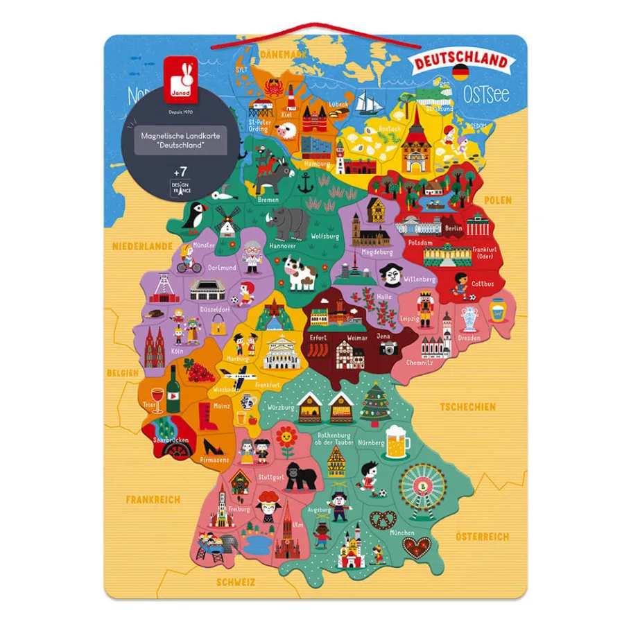 Janod Puzzle Carte d'Allemagne Magnétique (bois)* Jeux Éducatifs Primaire|Jeux Éducatifs Science & Géographie