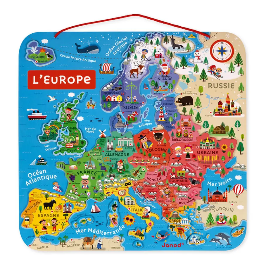 Janod Puzzle Carte d'Europe Magnétique (bois)* Jeux Éducatifs Primaire|Jeux Éducatifs Science & Géographie