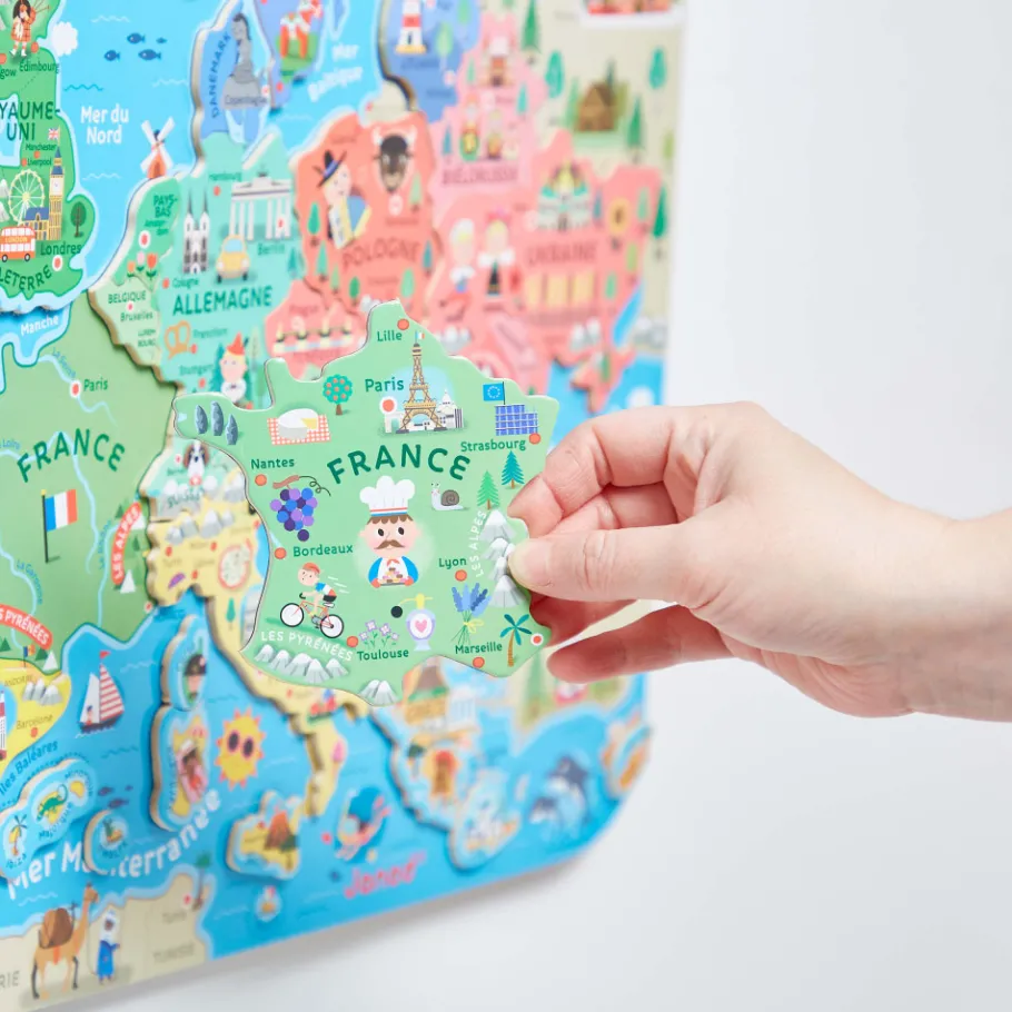 Janod Puzzle Carte d'Europe Magnétique (bois)* Jeux Éducatifs Primaire|Jeux Éducatifs Science & Géographie