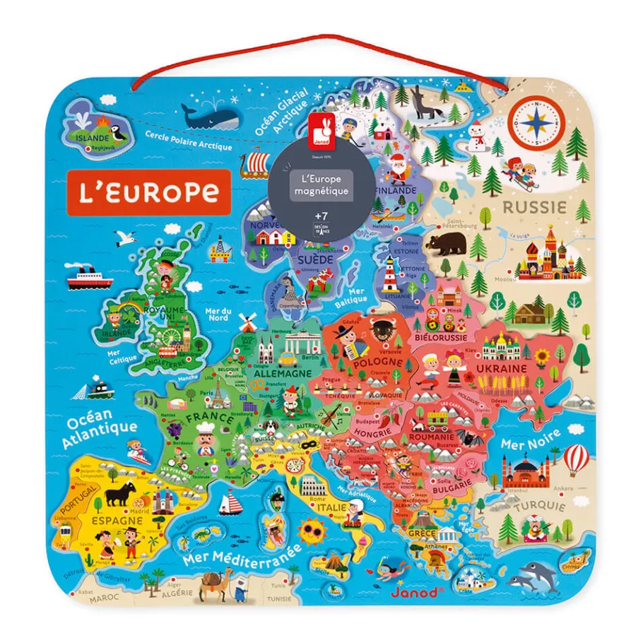 Janod Puzzle Carte d'Europe Magnétique (bois)* Jeux Éducatifs Primaire|Jeux Éducatifs Science & Géographie