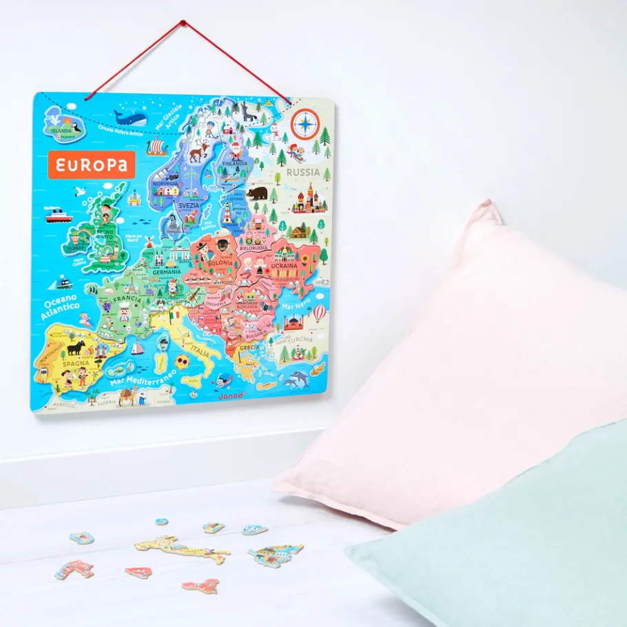 Janod Puzzle Carte d'Europe Magnétique Italien (bois)* Jeux Éducatifs Primaire|Jeux Éducatifs Science & Géographie