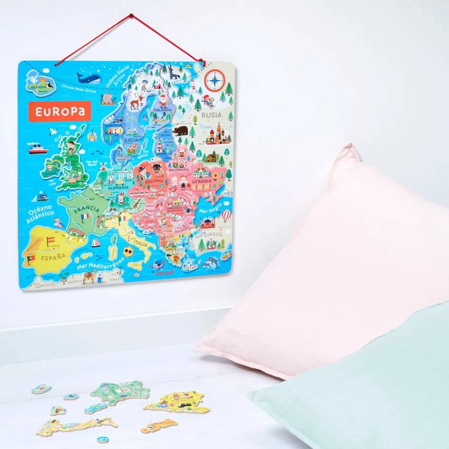 Janod Puzzle Carte d'Europe Magnétique Espagnol (bois)* Jeux Éducatifs Primaire|Jeux Éducatifs Science & Géographie