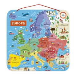 Janod Puzzle Carte d'Europe Magnétique Allemand (bois)* Jeux Éducatifs Primaire|Jeux Éducatifs Science & Géographie