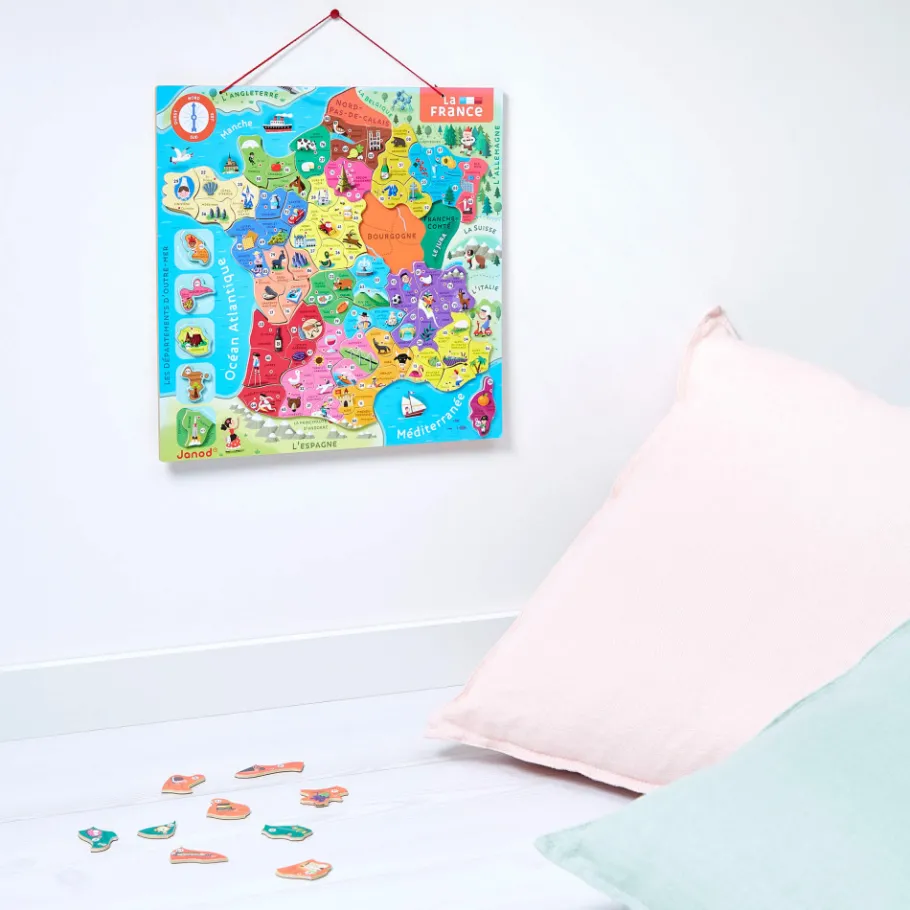 Janod Puzzle Carte France Magnétique 93 pièces* Jeux Éducatifs Primaire|Jeux Éducatifs Magnétiques
