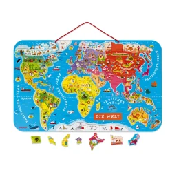 Janod Puzzle Carte Monde Magnétique Allemand 92 pièces* Jeux Éducatifs Primaire|Jeux Éducatifs Science & Géographie